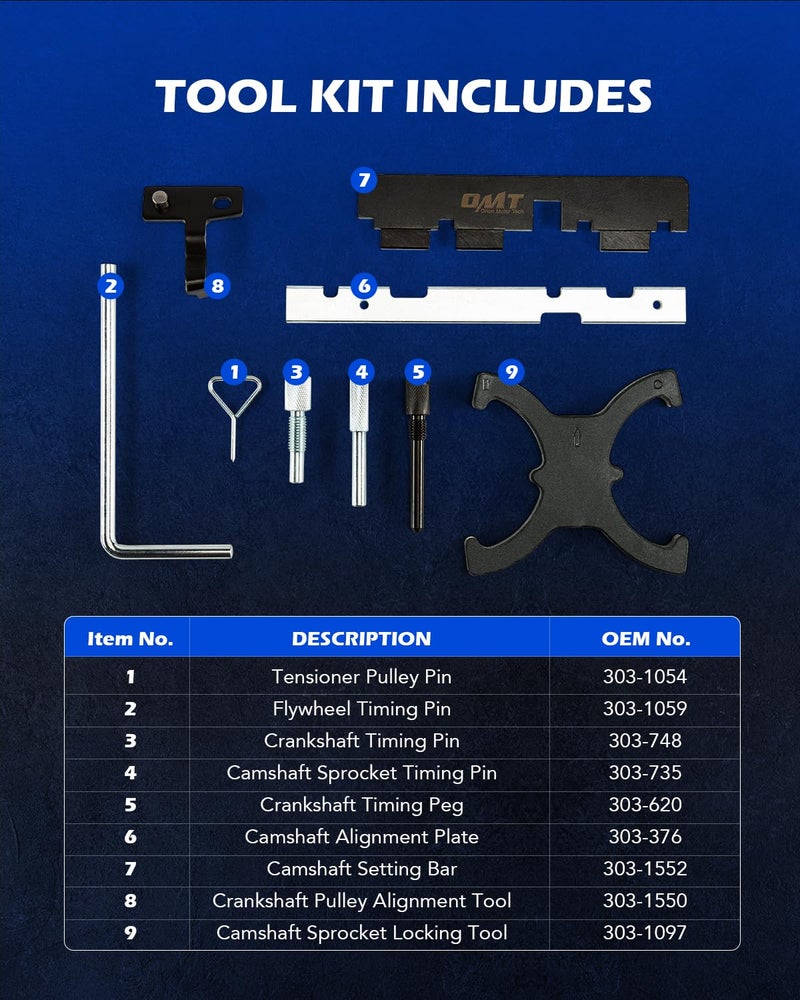 Orion Motor Tech Timing Tool Kit Compatible with Ford Focus Fiesta Mazada 1.5 1.6 VCT Ecoboost Engine, 303-1097 303-748 303-1550 303-1552 303-376 - Image 3